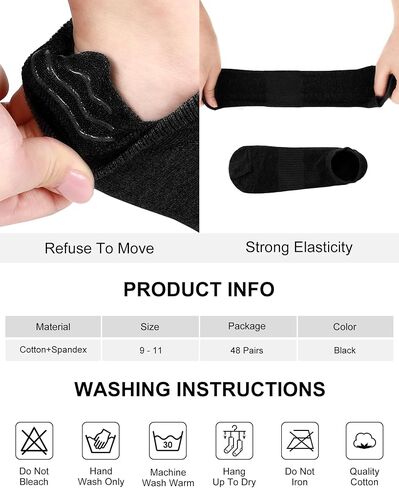 Vabean 48 Pairs No Show Socks Women Men Bulk Low Cut Ankle Sock Reusable Cotton Sock Thin Short Athletic Sock Size 9-11 in Saudi Arabia