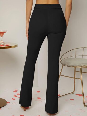 OYOANGLE Women's Elegant High Asymmetrical Waisted Split Hem Skinny Work Office Pants in Saudi Arabia
