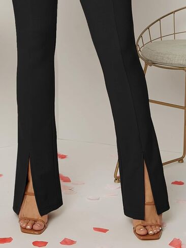 OYOANGLE Women's Elegant High Asymmetrical Waisted Split Hem Skinny Work Office Pants in Saudi Arabia