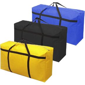Rowland Harbor 3pcs Extra Large 26.5 gal Storage Bags with Strong Handle, Travel Duffel Clothes Bags for Moving, Blue Black Yellow