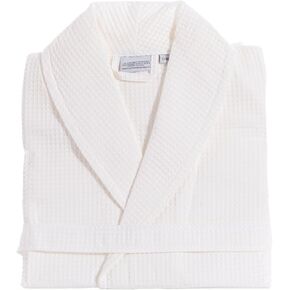 Linum Home Textiles Unisex Waffle Weave Bathrobe 100% Authentic Turkish Cotton Luxury Spa Hotel Collection, White, Small-Medium in Saudi Arabia