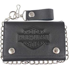 محفظة Harley Davidson للرجال B&S Embossed Trucker ثلاثية الطي XML3514- أسود in Kuwait