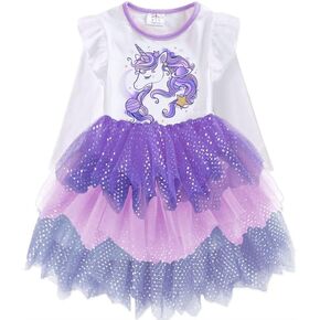 VIKITA Toddler Girls Dresses Winter Long Sleeve Tutu Party Dress for Girl 3-7 Years Xmas Gift
