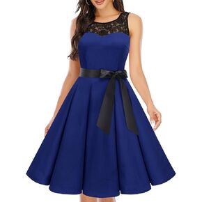 Bbonlinedress Women's 1950s Vintage Rockabilly Swing Dress Lace Cocktail Prom Party Dress