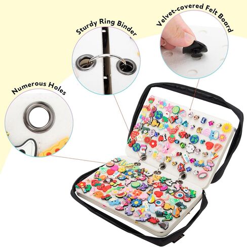PACMAXI Shoe Charms Organizer, Croc Charms Display Holder with 5 Pages, Portable Travelling Storage Bag for Shoe Charms Shoe Charms Collection Book (Croc Charms Not Included) in Kuwait