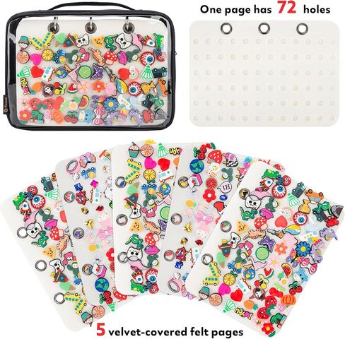 PACMAXI Shoe Charms Organizer, Croc Charms Display Holder with 5 Pages, Portable Travelling Storage Bag for Shoe Charms Shoe Charms Collection Book (Croc Charms Not Included) in Kuwait