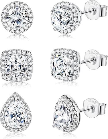 ADRAMATA أقراط للنساء من الفضة الاسترليني أقراط بريليانت مقلد الماس أقراط هيبوالرجينيك S925 آخر كبير مستدير مربع دمعة مكعب زركونيا هالة أقراط للرجال والنساء in Kuwait