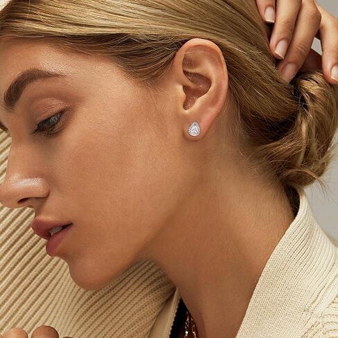 ADRAMATA أقراط للنساء من الفضة الاسترليني أقراط بريليانت مقلد الماس أقراط هيبوالرجينيك S925 آخر كبير مستدير مربع دمعة مكعب زركونيا هالة أقراط للرجال والنساء in Kuwait