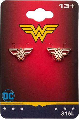 Officially Licensed Hypoallergenic DC Comics Jewelry Wonder Woman Stainless Steel Stud Earrings For Womens in Saudi Arabia