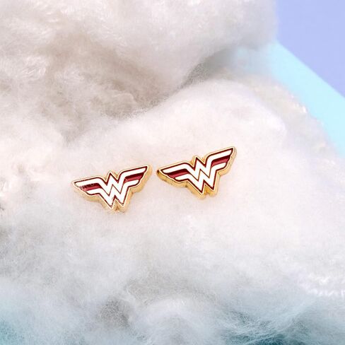 Officially Licensed Hypoallergenic DC Comics Jewelry Wonder Woman Stainless Steel Stud Earrings For Womens in Saudi Arabia