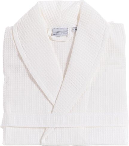 Linum Home Textiles Unisex Waffle Weave Bathrobe 100% Authentic Turkish Cotton Luxury Spa Hotel Collection, White, Small-Medium in Saudi Arabia