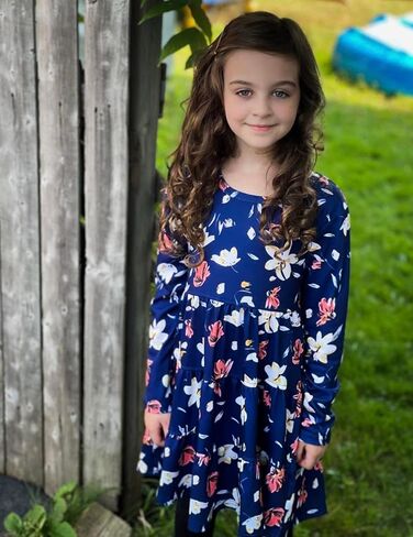 Arshiner Girl Long Sleeve Dress Tiered Ruffle Swing Tunic Shirt Dress in Kuwait