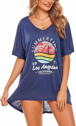 AI'MAGE Swimsuit Cover Up Women's Beach Dress Plus Size Bathing Suit Coverup Casual T Shirt Dresses Beachwear in Kuwait