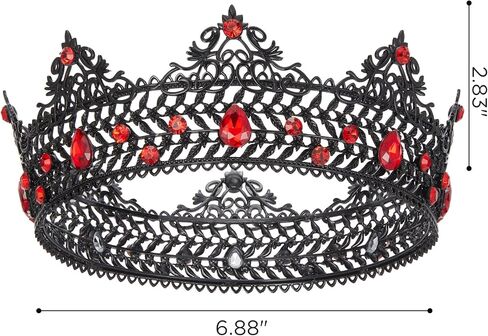 SWEETV Medieval King Crown for Men, Black Prince Tiara Diadem, Metal Crystal Men's Headpieces Costume Hair Accessories for Prom Cosplay Party Birthday Wedding Halloween in Saudi Arabia