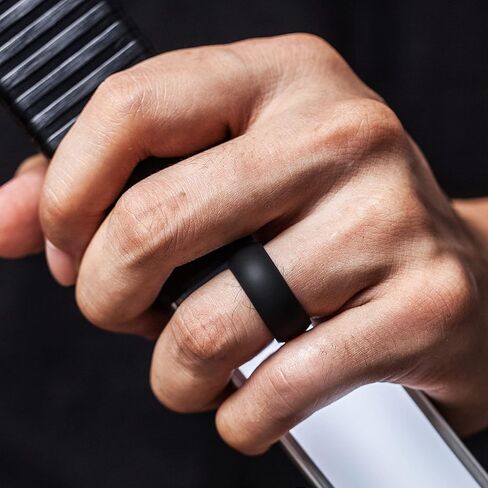 ThunderFit Mens Silicone Rings Wedding Bands - 7 Rings / 4 Rings / 1 Ring - Classic & Middle Line - 8.7mm Wide - 2mm Thick in Kuwait