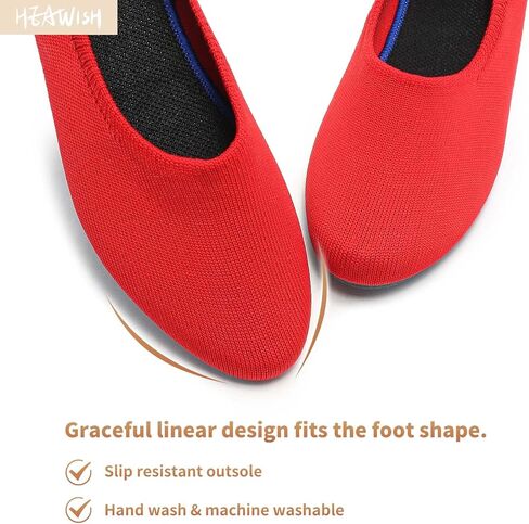 حذاء باليه نسائي مسطح من HEAWISH للنساء بمقدمة مدببة سهل الارتداء على شكل جلد الفهد in Kuwait