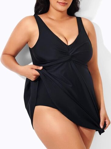 ملابس سباحة نسائية من Sovoyontee مقاس كبير تانكيني مكونة من قطعتين ملابس سباحة متموجة للتحكم في البطن لباس سباحة ملابس سباحة أمامية ملفوفة in Kuwait