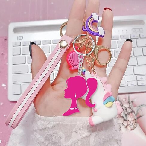 Stcomart 6 PCS Pink Keychain Car Key Chain for Women, Pink Girl Purse Bag Accessories in Kuwait