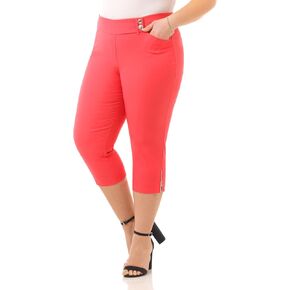 Rekucci Curvy Woman Plus Size Chic Capri with Zipper Detail