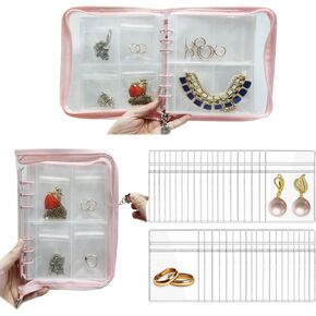 Transparent Travel Earring Jewelry Bracelet Necklace Organizer Storage Book with Pockets - Large Clear Foldable Jewelry Organizer Bag Pouch Earring Stud Organizer Binder