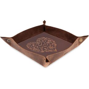 مونستر® صينية مفاتيح جلدية وصينية حلي، منظم مجوهرات من الجلد المحبب بالكامل، صينية مفاتيح مزخرفة منقوشة على شكل قلب، وعاء مفاتيح للممرات، هدايا جلدية للأصدقاء للنساء in Kuwait