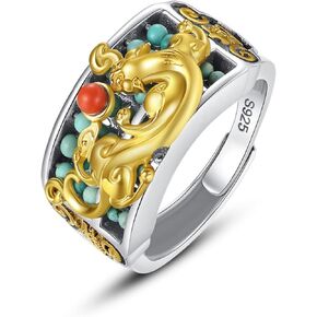 poceton Fortune PiXiu Abacus Ring,Adjustable feng shui Pixiu abacus ring is made of 925 silver and inlaid with metal,The wealth Jewelry for Men and Women in Kuwait