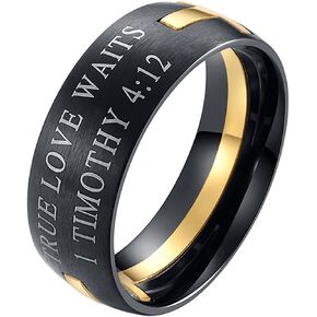 EZSONA Men's 8mm Stainless Steel Bible Verse Christian Purity Puzzle Ring 1 Timothy 4:12 in Kuwait