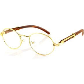 FBL Vintage Oval Rectangle Clear Lens Metal & Wood Feel Eyeglasses A103 A201 in Saudi Arabia