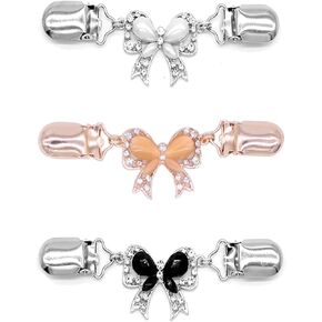 WOPODI 3 Pieces Vintage Sweater Shawl Clip Cute Bow Cardigan Sweaters Clip Shawl Collar Clips Butterfly Brooch Pins Dresses Collar Clip Butterfly Patterns Clip for Women Girls Wearing Decor in Kuwait