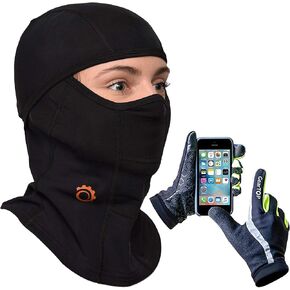 قناع التزلج الفاخر بالاكلافا وجهاز تدفئة الرقبة مع قفازات الجري العاكسة كبيرة الحجم in Kuwait