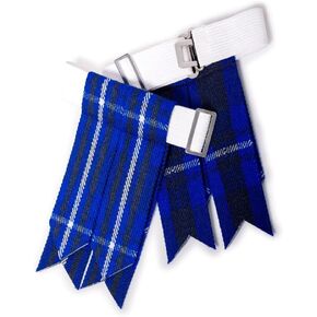 UMAM Kilt Flashes for Men with Heavy Buckle Adjusters, Plain & Tartan Kilt Sock Flashes.