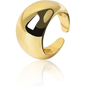 WPPHXY 14K Gold Plated Open Ring Adjustable Chunky Statement Rings for Women Men Minimalist Jewelry Gift