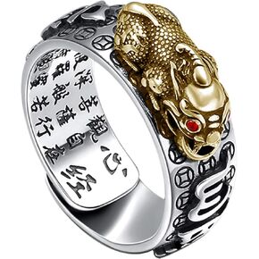 Niqnay Feng Shui Pixiu Mantra Ring Buddhist Good Luck Amulet Double Protection Wealth Love Health Gift For Men Women Adjustable Rings Finger Jewelry Mani Money Ring Anillo Lucky Girl Boy in Kuwait