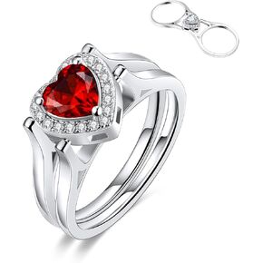 LEXLUNE Reversible Ring for Her, Mother's Day Gifts,2 Rings in 1 Ring,Heart/Square/Oval/Pearl Shape Cut, S925 Sterling Silver, Ruby Sapphire Black Green Diamond, Promise Ring for Mother Wife in Saudi Arabia