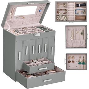 ANWBROAD Large Jewelry Boxes for Women Jewelry Organizer Box Jewelry Storage Case Jewelry Holder for Necklaces Earrings Rings Watches Eardrops UJJB009H in Kuwait