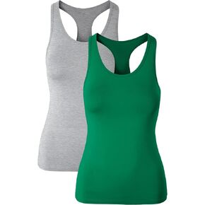 Women's Workout Racerback Tank Tops with Built in Bra Yoga Fitness Activewear Running Gym Exercise Shirts