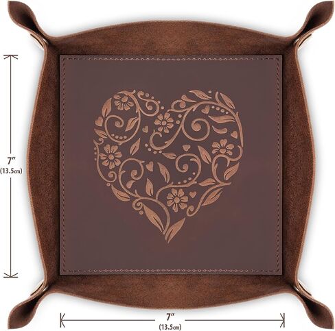 مونستر® صينية مفاتيح جلدية وصينية حلي، منظم مجوهرات من الجلد المحبب بالكامل، صينية مفاتيح مزخرفة منقوشة على شكل قلب، وعاء مفاتيح للممرات، هدايا جلدية للأصدقاء للنساء in Kuwait