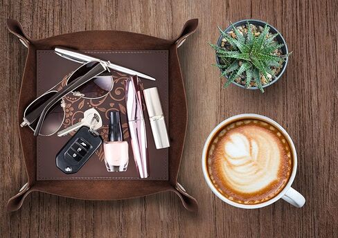 مونستر® صينية مفاتيح جلدية وصينية حلي، منظم مجوهرات من الجلد المحبب بالكامل، صينية مفاتيح مزخرفة منقوشة على شكل قلب، وعاء مفاتيح للممرات، هدايا جلدية للأصدقاء للنساء in Kuwait