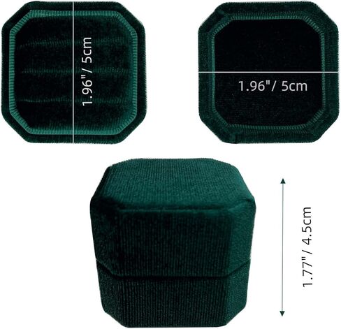 صندوق خاتم Beatilog لحفلات الزفاف - مثمن 3 فتحات حامل خاتم مخملي ممتاز مصنوع يدويًا من ثلاث حلقات حامل مجوهرات منظم للاقتراح، والخطوبة، وعيد الميلاد، والتصوير الفوتوغرافي (الزمرد) in Kuwait