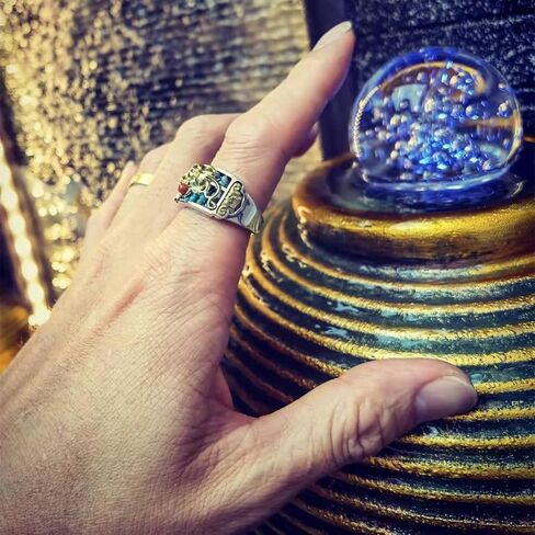 poceton Fortune PiXiu Abacus Ring,Adjustable feng shui Pixiu abacus ring is made of 925 silver and inlaid with metal,The wealth Jewelry for Men and Women in Kuwait