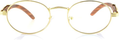 FBL Vintage Oval Rectangle Clear Lens Metal & Wood Feel Eyeglasses A103 A201 in Saudi Arabia