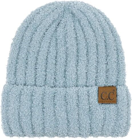 C.C Fuzzy Beanie for Women Unisex - Acrylic Stretchable Soft Warm Knit Winter Skully Hat in Saudi Arabia