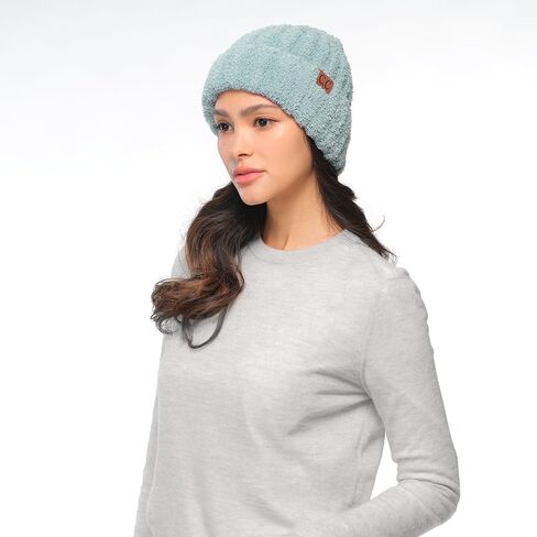C.C Fuzzy Beanie for Women Unisex - Acrylic Stretchable Soft Warm Knit Winter Skully Hat in Saudi Arabia