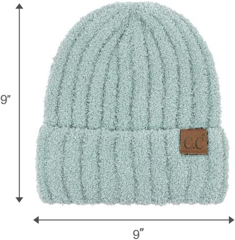 C.C Fuzzy Beanie for Women Unisex - Acrylic Stretchable Soft Warm Knit Winter Skully Hat in Saudi Arabia
