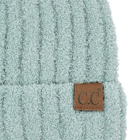 C.C Fuzzy Beanie for Women Unisex - Acrylic Stretchable Soft Warm Knit Winter Skully Hat in Saudi Arabia