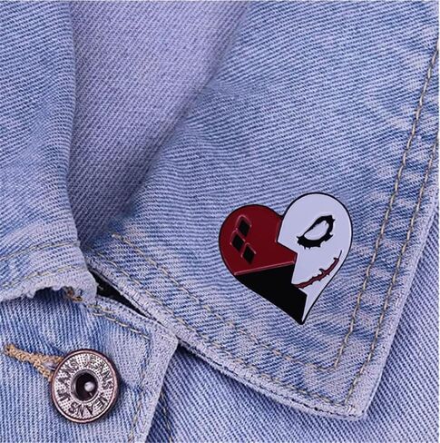 Clown Joker Brooch Lapel Pin Halloween Heart Horror Gift Horror Dark Badge Cool Enamel Pins Black Art  Halloween Christmas Gift for Boys Men Women in Saudi Arabia