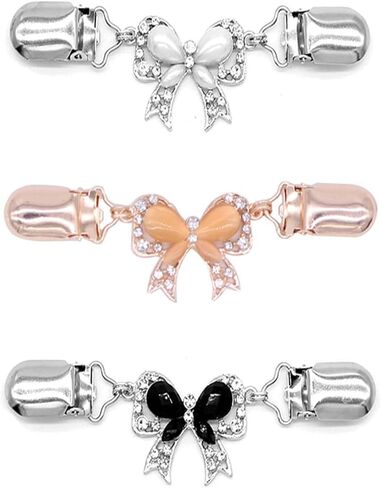 WOPODI 3 قطع خمر سترة شال كليب لطيف القوس سترة سترة كليب شال طوق مشابك فراشة بروش دبابيس فساتين طوق كليب فراشة أنماط مشبك للنساء الفتيات ارتداء ديكور in Kuwait