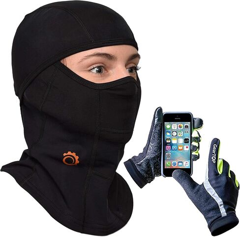 قناع التزلج الفاخر بالاكلافا وجهاز تدفئة الرقبة مع قفازات الجري العاكسة كبيرة الحجم in Kuwait