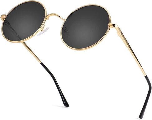 نظارات شمسية مستقطبة دائرية من NULOOQ طراز John Lennon للنساء والرجال بإطار معدني صغير على شكل دائرة هيبي in Kuwait