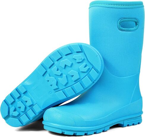 DKSUKO Kid's Muck Rain Boots for Girls and Boys,Winter Snow Waterproof Insulated Rubber Boots with Handle in Kuwait